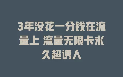 3年没花一分钱在流量上 流量无限卡永久超诱人