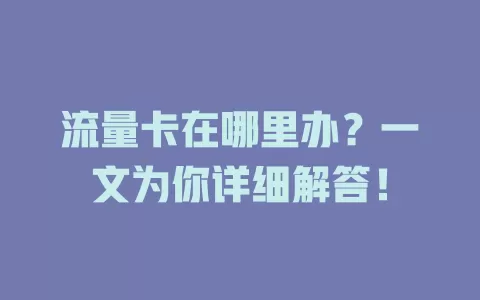 流量卡在哪里办？一文为你详细解答！