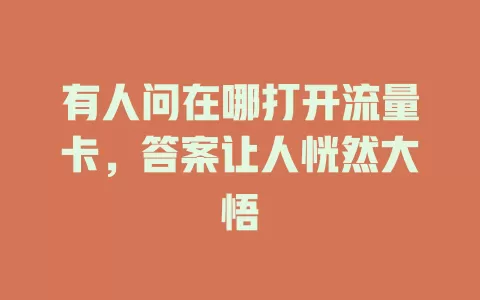 有人问在哪打开流量卡，答案让人恍然大悟