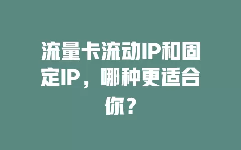 流量卡流动IP和固定IP，哪种更适合你？