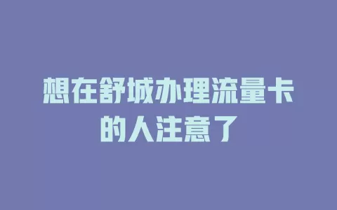 想在舒城办理流量卡的人注意了