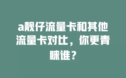a靓仔流量卡和其他流量卡对比，你更青睐谁？