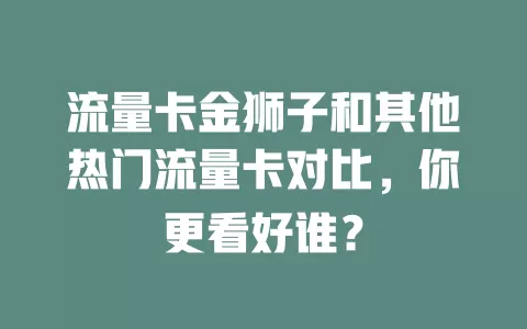 流量卡金狮子和其他热门流量卡对比，你更看好谁？