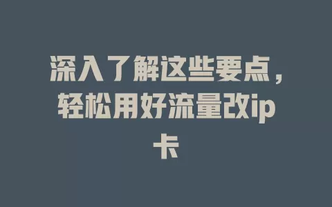 深入了解这些要点，轻松用好流量改ip卡