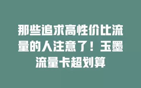 那些追求高性价比流量的人注意了！玉墨流量卡超划算