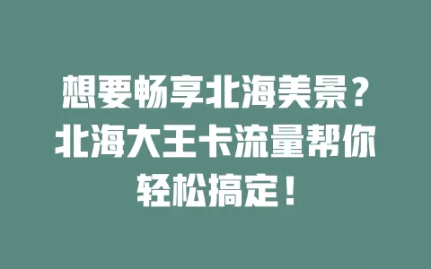 想要畅享北海美景？北海大王卡流量帮你轻松搞定！