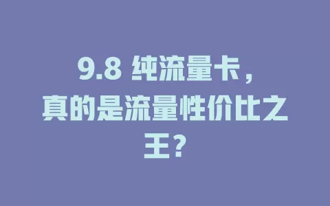 9.8 纯流量卡，真的是流量性价比之王？
