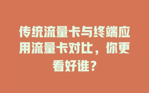 传统流量卡与终端应用流量卡对比，你更看好谁？