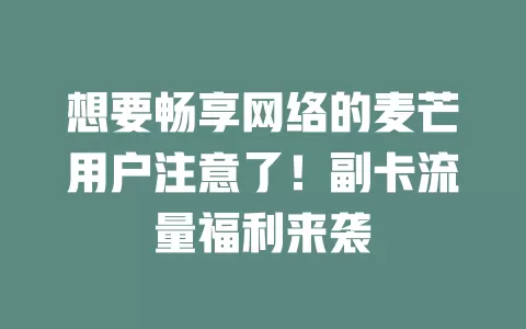 想要畅享网络的麦芒用户注意了！副卡流量福利来袭