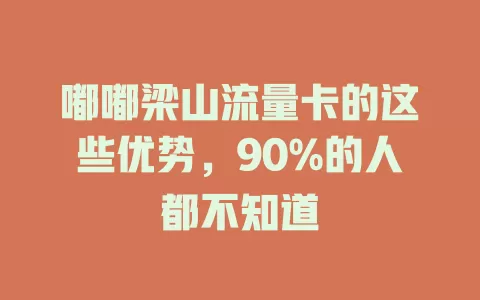 嘟嘟梁山流量卡的这些优势，90%的人都不知道