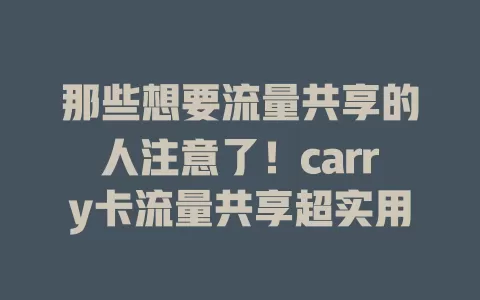 那些想要流量共享的人注意了！carry卡流量共享超实用