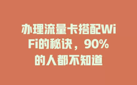 办理流量卡搭配WiFi的秘诀，90%的人都不知道