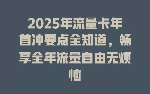 2025年流量卡年首冲要点全知道，畅享全年流量自由无烦恼