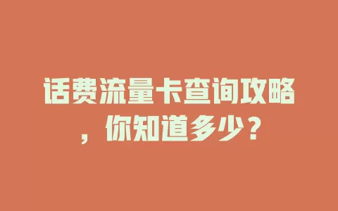 话费流量卡查询攻略，你知道多少？