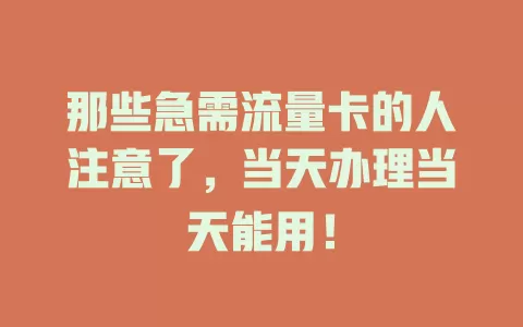那些急需流量卡的人注意了，当天办理当天能用！
