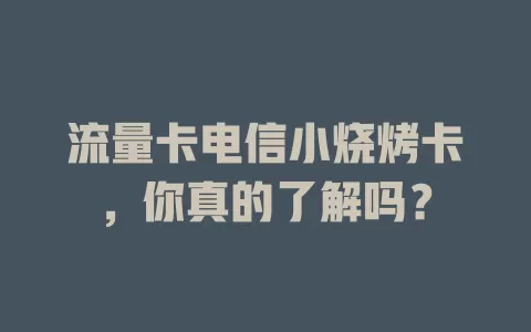 流量卡电信小烧烤卡，你真的了解吗？