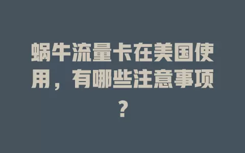 蜗牛流量卡在美国使用，有哪些注意事项？