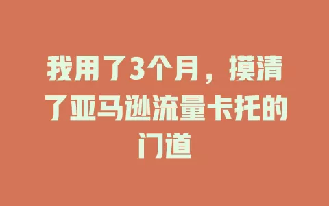 我用了3个月，摸清了亚马逊流量卡托的门道