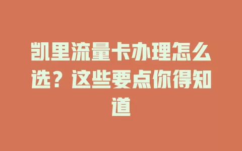 凯里流量卡办理怎么选？这些要点你得知道