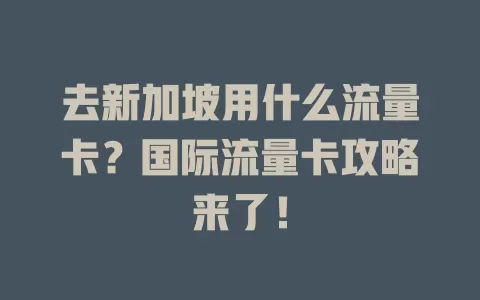 去新加坡用什么流量卡？国际流量卡攻略来了！