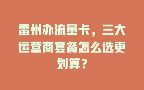 雷州办流量卡，三大运营商套餐怎么选更划算？