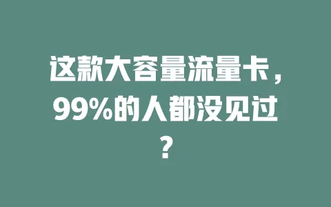 这款大容量流量卡，99%的人都没见过？