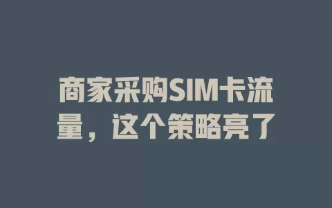 商家采购SIM卡流量，这个策略亮了