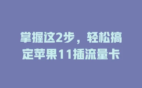 掌握这2步，轻松搞定苹果11插流量卡