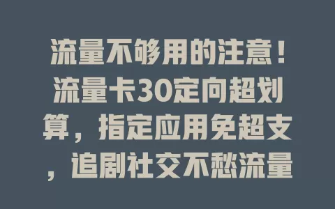 流量不够用的注意！流量卡30定向超划算，指定应用免超支，追剧社交不愁流量
