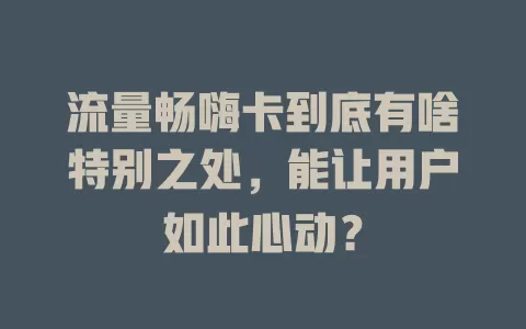 流量畅嗨卡到底有啥特别之处，能让用户如此心动？