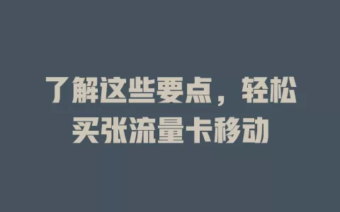 了解这些要点，轻松买张流量卡移动