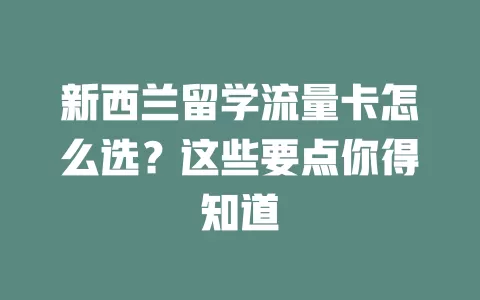 新西兰留学流量卡怎么选？这些要点你得知道