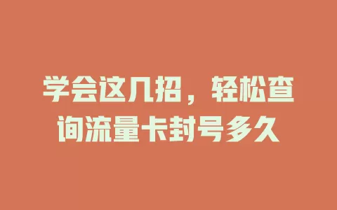 学会这几招，轻松查询流量卡封号多久