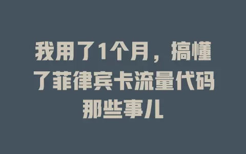 我用了1个月，搞懂了菲律宾卡流量代码那些事儿