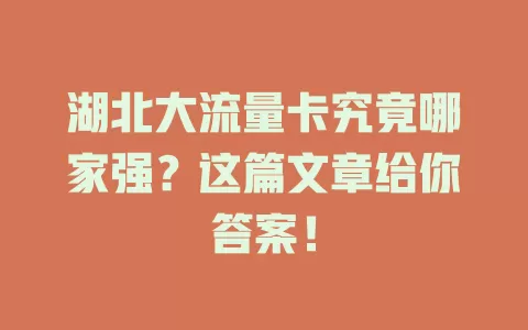 湖北大流量卡究竟哪家强？这篇文章给你答案！
