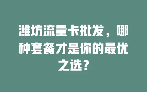 潍坊流量卡批发，哪种套餐才是你的最优之选？
