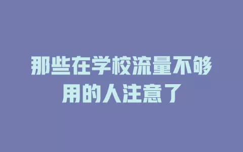 那些在学校流量不够用的人注意了