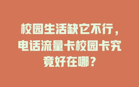 校园生活缺它不行，电话流量卡校园卡究竟好在哪？