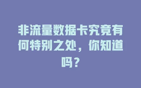 非流量数据卡究竟有何特别之处，你知道吗？
