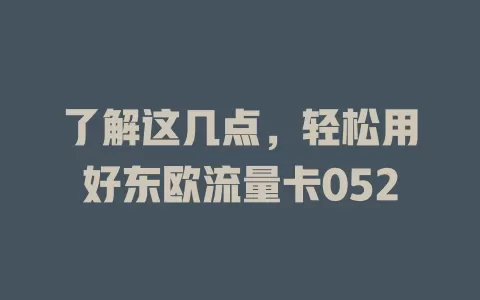 了解这几点，轻松用好东欧流量卡052