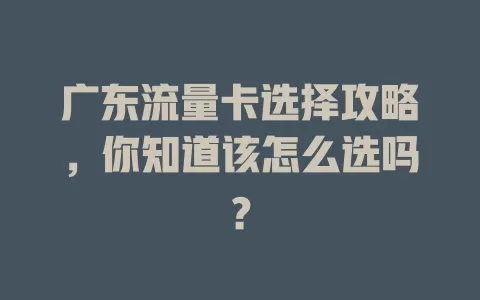 广东流量卡选择攻略，你知道该怎么选吗？