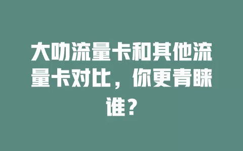 大叻流量卡和其他流量卡对比，你更青睐谁？