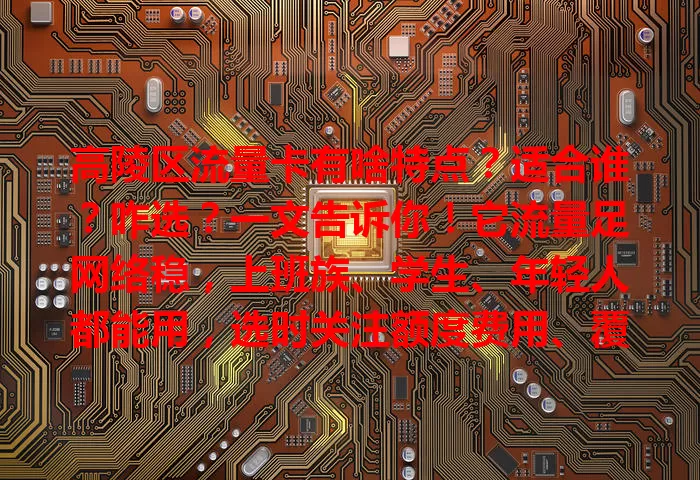 高陵区流量卡有啥特点？适合谁？咋选？一文告诉你！它流量足网络稳，上班族、学生、年轻人都能用，选时关注额度费用、覆盖范围和套餐条款，让网络生活更便捷