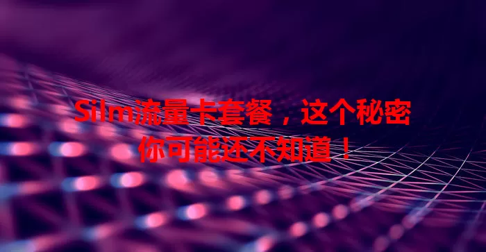 Silm流量卡套餐，这个秘密你可能还不知道！
