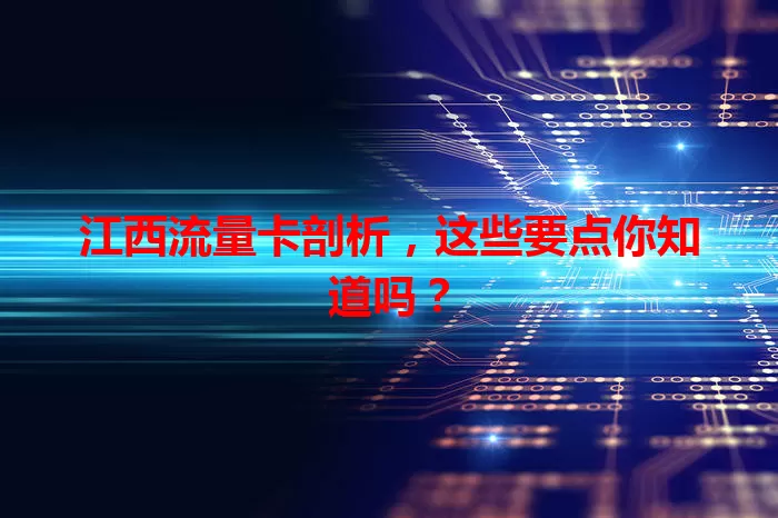 江西流量卡剖析，这些要点你知道吗？