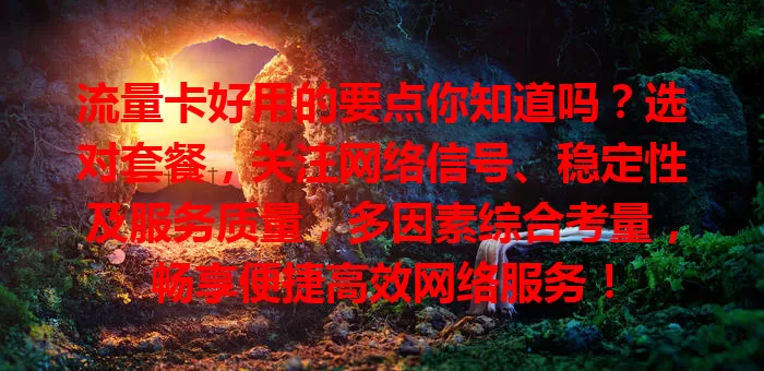 流量卡好用的要点你知道吗？选对套餐，关注网络信号、稳定性及服务质量，多因素综合考量，畅享便捷高效网络服务！