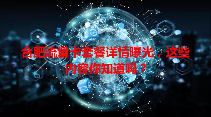 合肥流量卡套餐详情曝光，这些内容你知道吗？