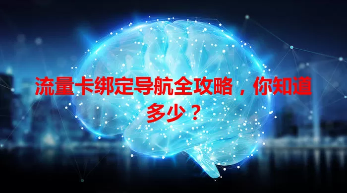流量卡绑定导航全攻略，你知道多少？