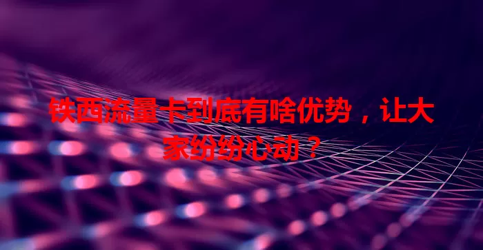 铁西流量卡到底有啥优势，让大家纷纷心动？