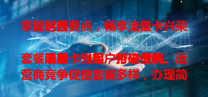 掌握这些要点，畅享流量卡兴荣时代

流量卡兴起，打破传统套餐限制，为用户带来便利。运营商竞争促使套餐多样，办理简便，信号覆盖广。它带动产业链发展，但品牌多质量不一，网络安全需重视。正确选择，尽享便捷通信。